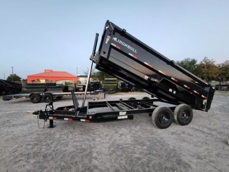 New 2026 Iron Bull 83x16 With 3' Sides Telescopic Dump Trailer Aluminum Slide in Ramps Spreader Gate 7 Ga Floor With 14999 Gvwr