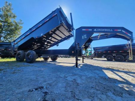 New 2026 Iron Bull 83x16' With 3' Sides With Heavy Axles  21k Gvwr Super Single Wheel 10k Axles Telescopic Gooseneck Dump Trailer