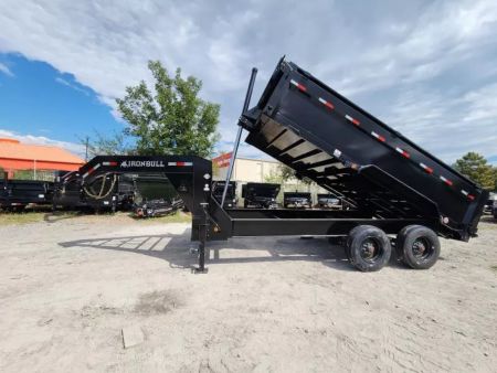New 2026 Iron Bull 83x16' With 3' Sides With Heavy Axles  21k Gvwr Super Single Wheel 10k Axles Telescopic Gooseneck Dump Trailer