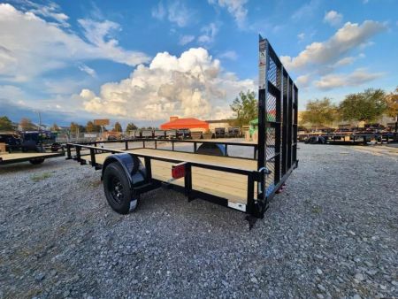 New 2026 Top Hat Trailers 77"x14' Square Tube Rear Gate and Rails Utility Trailer