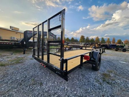 New 2026 Top Hat Trailers 77"x14' Square Tube Rear Gate and Rails Utility Trailer