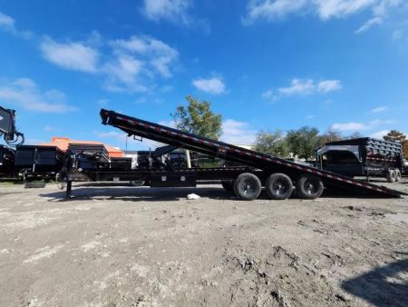 New 2026 Iron Bull Deck Over Power Power Tilt Trailer 102"x30' Length Triple 7k Axles 21k Gvwr With Hydraulic Jack & Tool Box on Each side Solar Panel