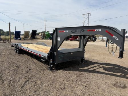 New 2025 Dura-Haul 8x28+4 20k Gooseneck Flatbed Equipment Trailer with Drive Over Fenders