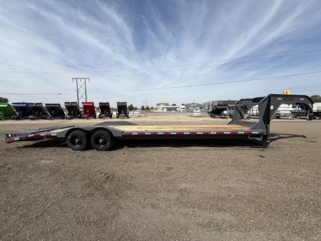 New 2025 Dura-Haul 8x28+4 20k Gooseneck Flatbed Equipment Trailer with Drive Over Fenders