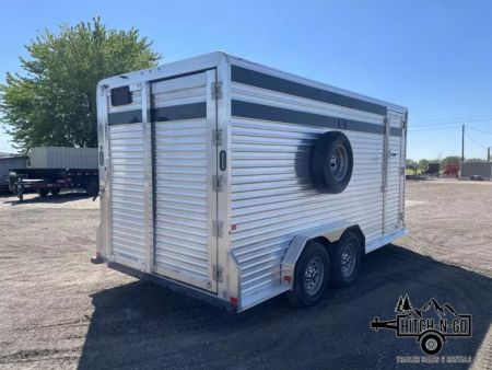 New 2025 Frontier 7.5x16' 7" Livestock Bumper Pull Stock Trailer
