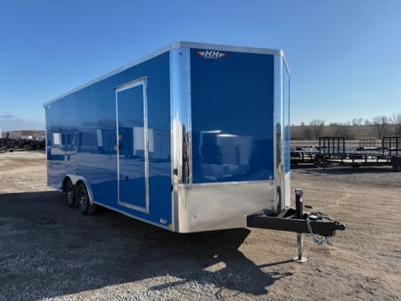New 2026 H&H Blue 8.5'x20' 10k Flat Top V-Nose Enclosed Cargo Trailer