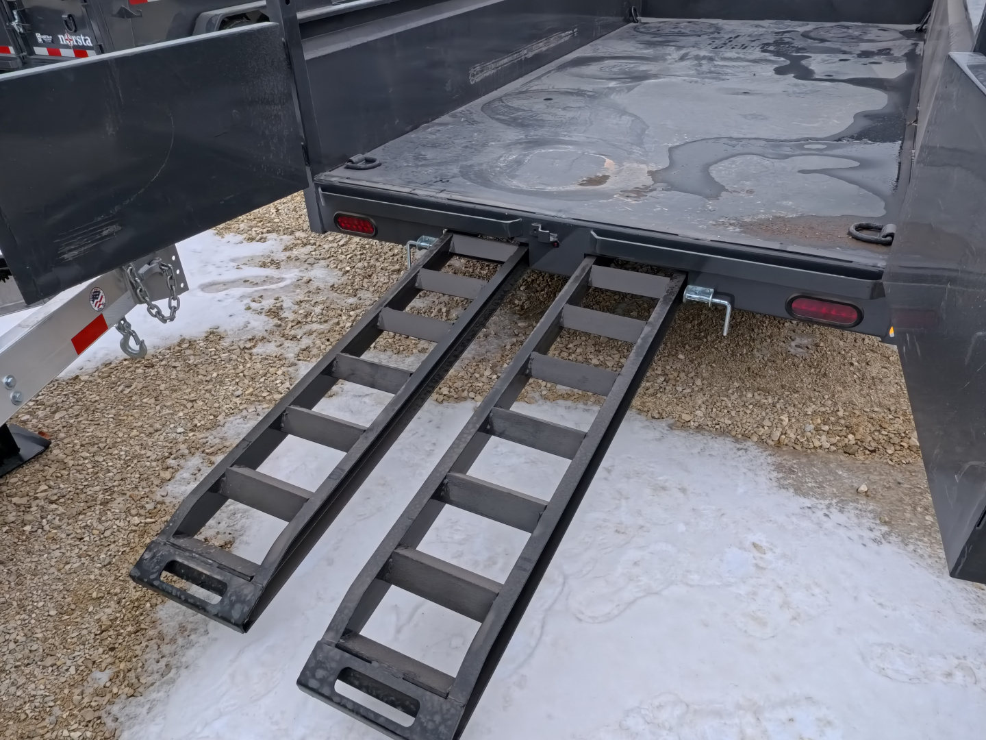New 2026 Norstar 72x12 DCB Dump Trailer, 9,900lb GVWR, Scissor Lift, Slide-In Ramps, and Tarp Kit