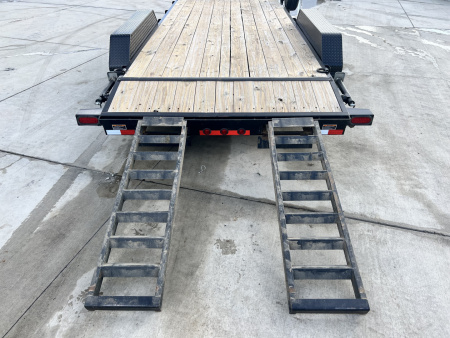 Used 2021 Load Trail 18’ flatbed Trailer 2-5200 lb axles=10K, dovetail, removable fenders, Slide In Ramps