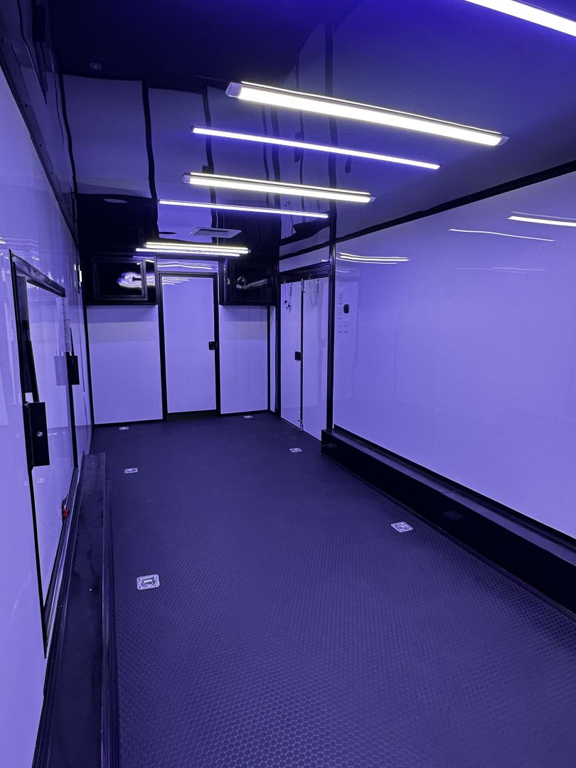 New 2027 8.5x32 7'6" Interior -Race/Bathroom Trailer- Finished Interior-5200lb Triple Torsion-Awning-Escape Door