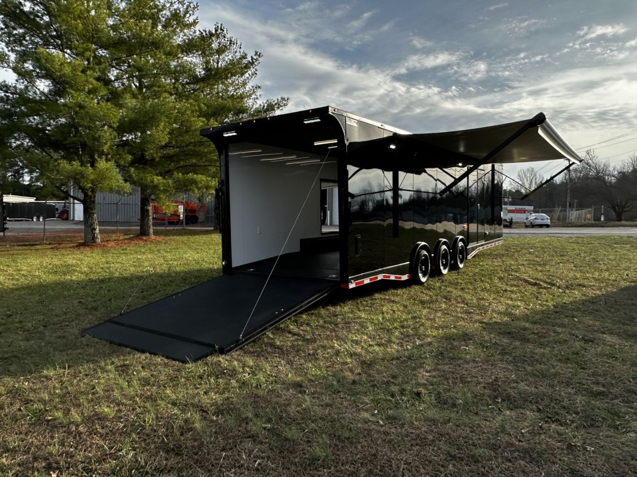 New 2027 8.5x32 7'6" Interior -Race/Bathroom Trailer- Finished Interior-5200lb Triple Torsion-Awning-Escape Door