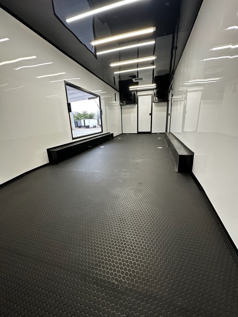New 2027 8.5x32 7'6" Interior -Race/Bathroom Trailer- Finished Interior-5200lb Triple Torsion-Awning-Escape Door