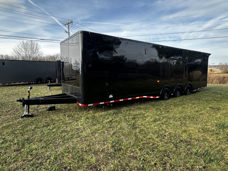 New 2027 8.5x32 7'6" Interior -Race/Bathroom Trailer- Finished Interior-5200lb Triple Torsion-Awning-Escape Door