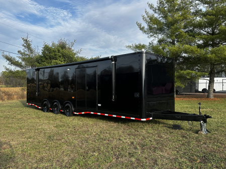 New 2027 8.5x32 7'6" Interior -Race/Bathroom Trailer- Finished Interior-5200lb Triple Torsion-Awning-Escape Door