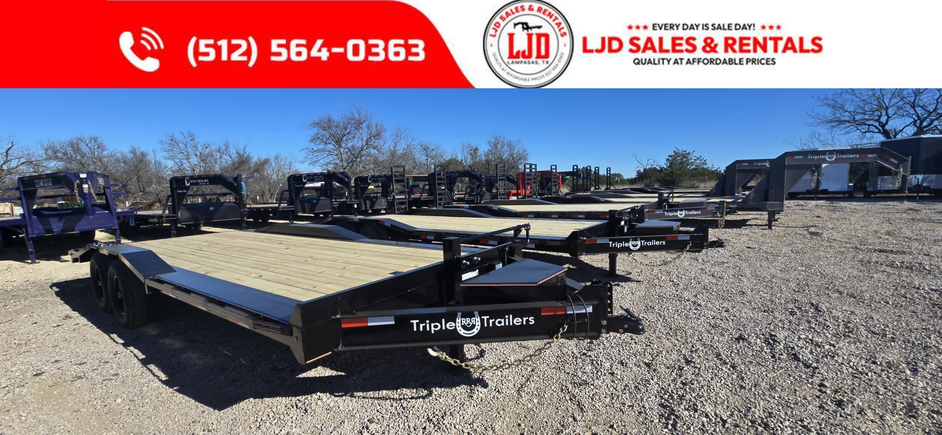 New 2026 Triple R - Drive Over Fender - 102" x 22' - Equipment Trailer