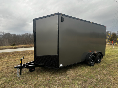 New 2026 Luxe 7x16 Enclosed Trailer- 3500LB Tandem Axle -Charcoal Poly-Blackout