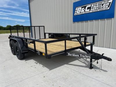 New 2025 DAVIDSON 83X12 (2)TANDEM AXLE PIPE TOP UTILITY W/36" GATE, DOVETAIL