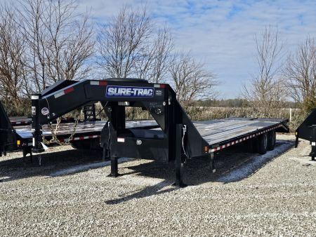 New 2026 Sure-Trac 8.5 x 30 (25+5) 25.9K HD Low Profile Gooseneck Beavertail w/ Hydraulic Landing Gear Deckover Trailer