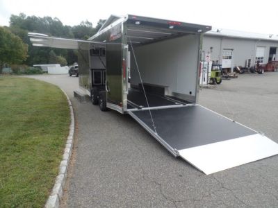 New EXAMPLE / NITRO BRAND 8.5X24 Enclosed Cast Corner Body Style Enclosed Car Trailer, with Options. Big Escape Door, Finished Interior, Cabinets, ID#009489