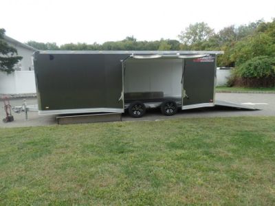 New EXAMPLE / NITRO BRAND 8.5X24 Enclosed Cast Corner Body Style Enclosed Car Trailer, with Options. Big Escape Door, Finished Interior, Cabinets, ID#009489