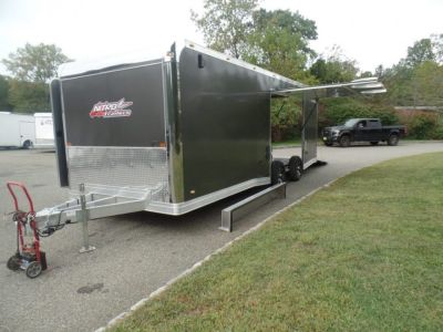 New EXAMPLE / NITRO BRAND 8.5X24 Enclosed Cast Corner Body Style Enclosed Car Trailer, with Options. Big Escape Door, Finished Interior, Cabinets, ID#009489