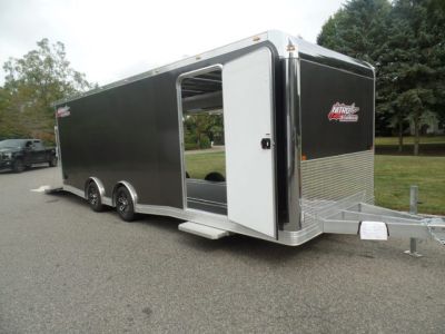 New EXAMPLE / NITRO BRAND 8.5X24 Enclosed Cast Corner Body Style Enclosed Car Trailer, with Options. Big Escape Door, Finished Interior, Cabinets, ID#009489