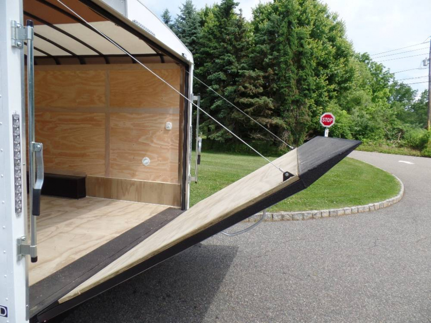 New Example,  8.5 X 22 ft. Enclosed Landscape Trailer, Our Best with Patented Triple Tapered Fast Load Ramp with no flap to break.