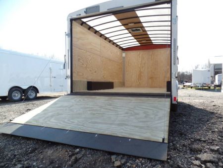 New Example,  8.5 X 22 ft. Enclosed Landscape Trailer, Our Best with Patented Triple Tapered Fast Load Ramp with no flap to break.