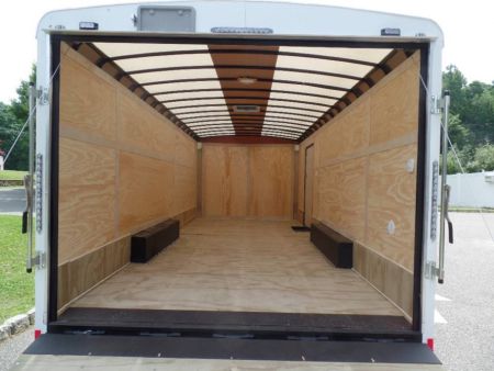 New Example,  8.5 X 22 ft. Enclosed Landscape Trailer, Our Best with Patented Triple Tapered Fast Load Ramp with no flap to break.