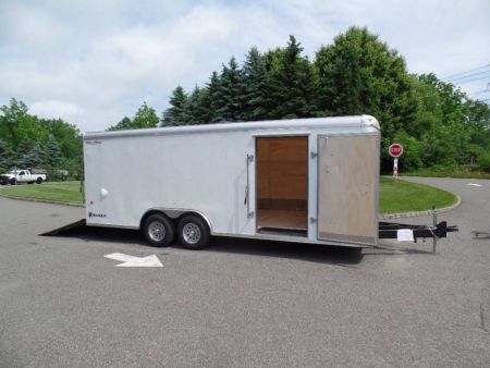New Example,  8.5 X 22 ft. Enclosed Landscape Trailer, Our Best with Patented Triple Tapered Fast Load Ramp with no flap to break.