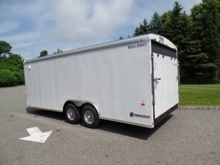 New Example,  8.5 X 22 ft. Enclosed Landscape Trailer, Our Best with Patented Triple Tapered Fast Load Ramp with no flap to break.