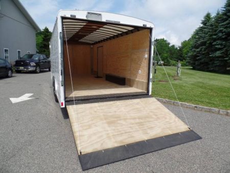 New Example,  8.5 X 22 ft. Enclosed Landscape Trailer, Our Best with Patented Triple Tapered Fast Load Ramp with no flap to break.
