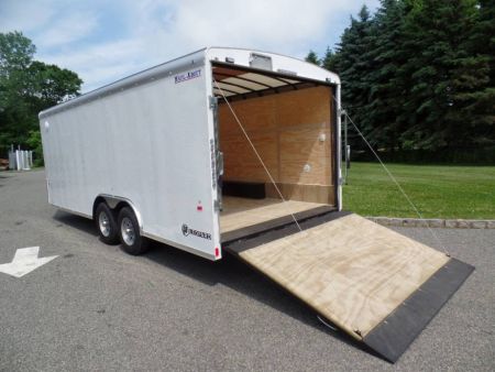 New Example,  8.5 X 22 ft. Enclosed Landscape Trailer, Our Best with Patented Triple Tapered Fast Load Ramp with no flap to break.
