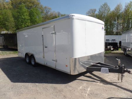 New Example,  8.5 X 22 ft. Enclosed Landscape Trailer, Our Best with Patented Triple Tapered Fast Load Ramp with no flap to break.