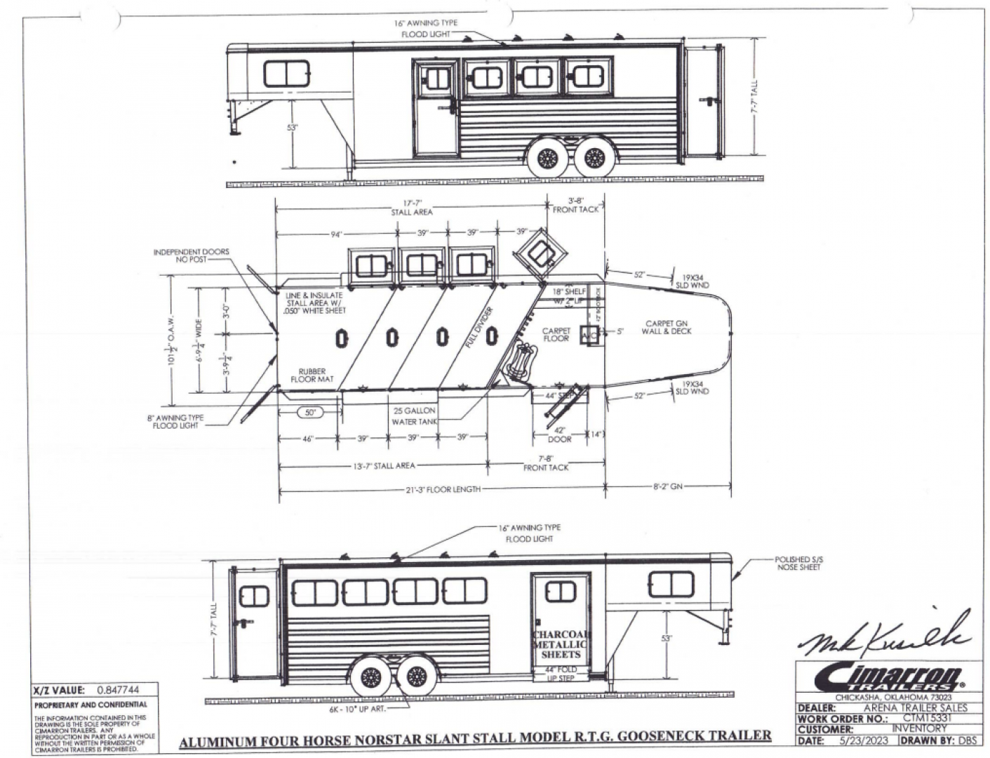 Used 2024 Cimarron Northstar 4 Horse Slant Load Gooseneck Horse Trailer