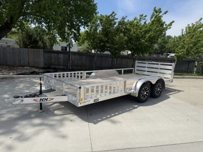New NEW 2026 H&H 82"x16' Aluminum ATV ramps 2-3500lb axles = 7K Railside Utility bi-fold ramp, Aluminum Wheels