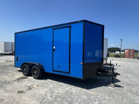 New 2027 Rock Solid Cargo 7x16 Tandem Axle Deluxe Enclosed Cargo Trailer –Blue PolyCore