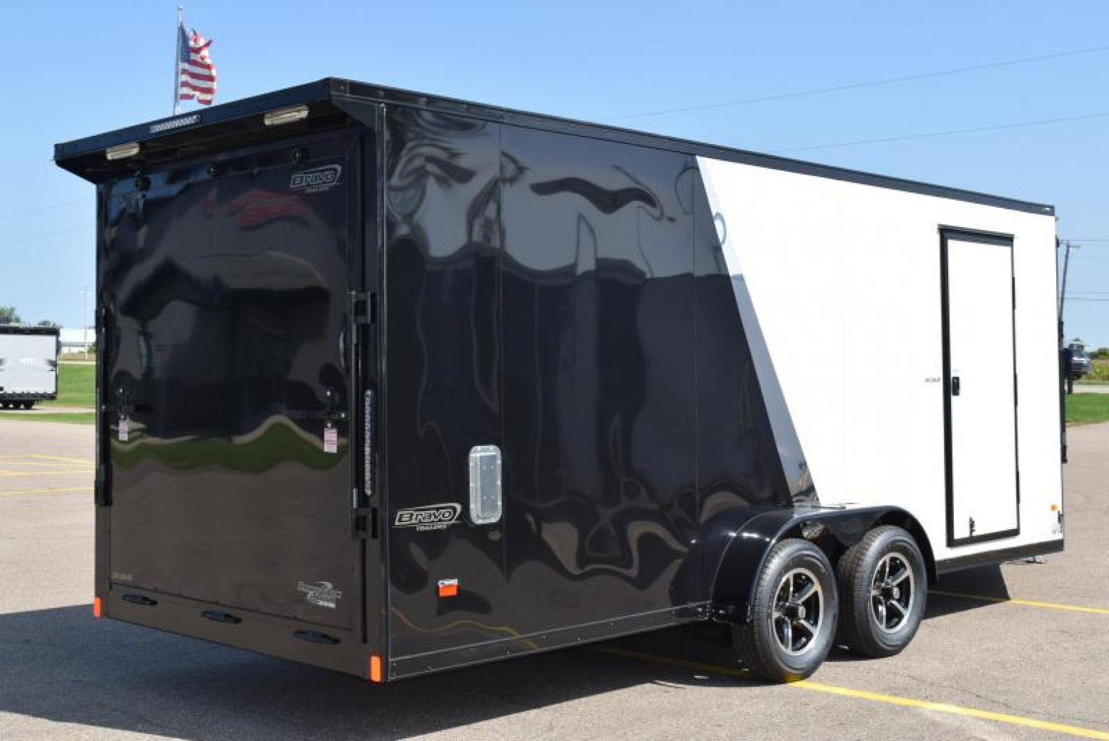 New BRAVO SCOUT 18' + 5' **MIDNIGHT EDITION** ENCLOSED SNOWMOBILE/UTV TRAILER