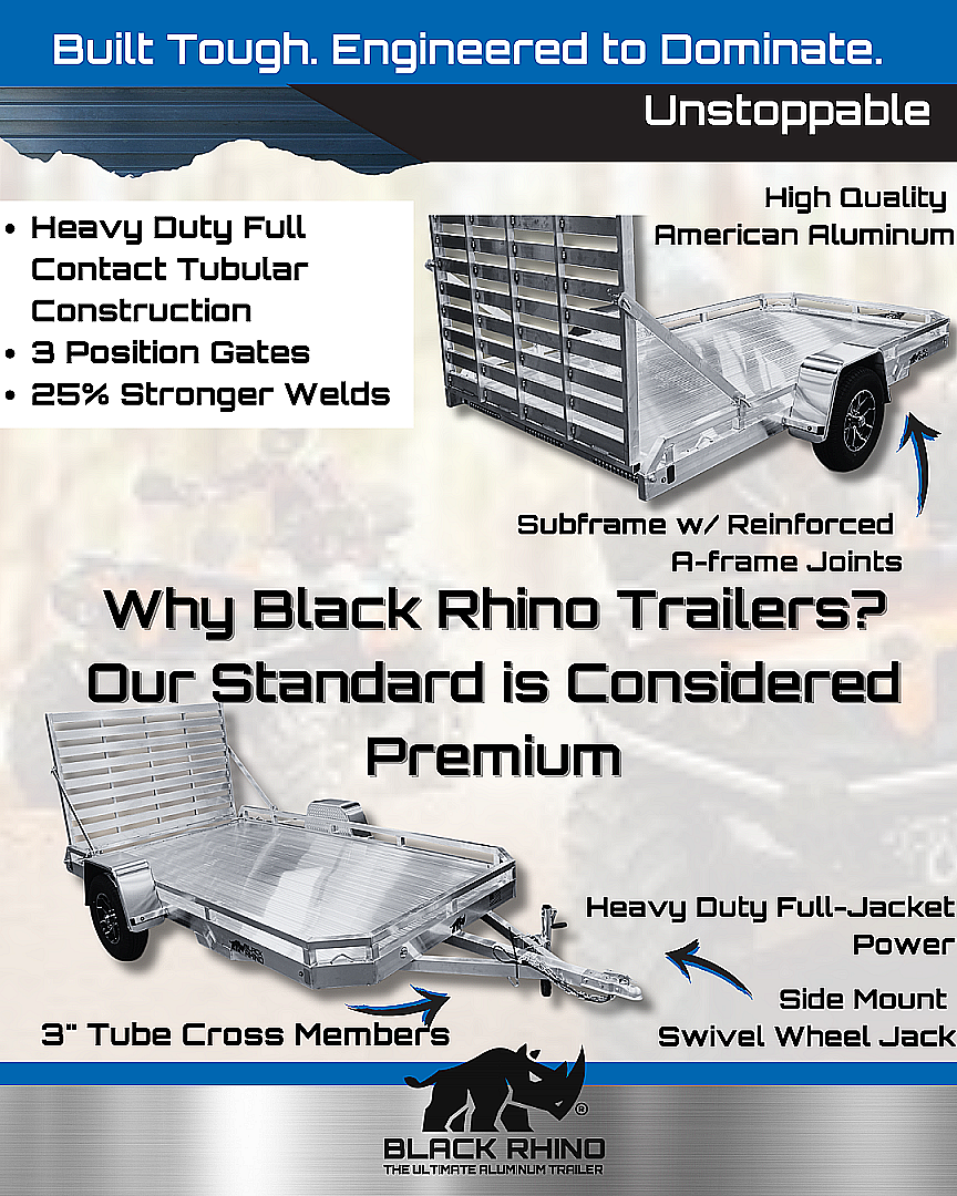 New 2026 Black Rhino *INCOMING* Aluminum 81"x16' LST716A w/ Bifold Gate (ATV / UTV / Side by Side) Utility Trailer
