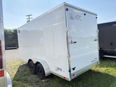 New 2026 ATC 7x16 + 2' V Nose Sto400 All Aluminum Cargo Trailer w/ Ramp