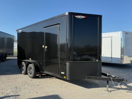 New *HAIL SALE* 2026 H&H Blackout 7'x14' 7k Flat Top V-Nose Enclosed Cargo Trailer
