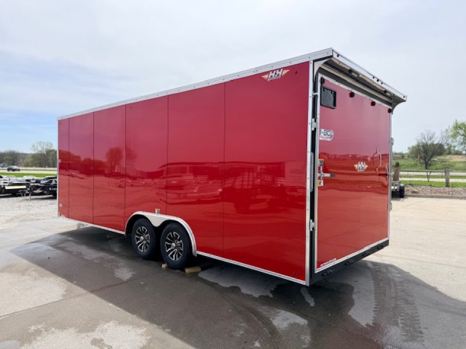 New 2026 H&H Red 8.5'x22' 10k Flat Top V-Nose Enclosed Car Hauler Cargo Trailer
