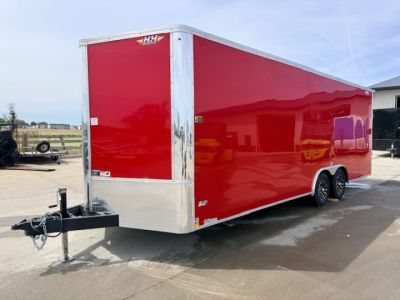 New 2026 H&H Red 8.5'x22' 10k Flat Top V-Nose Enclosed Car Hauler Cargo Trailer