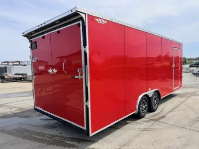 New 2026 H&H Red 8.5'x22' 10k Flat Top V-Nose Enclosed Car Hauler Cargo Trailer