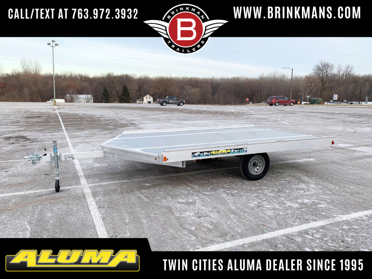 New Aluma (8.5'x12') Aluminum Snowmobile Trailer- 2 Place Drive On/Off!