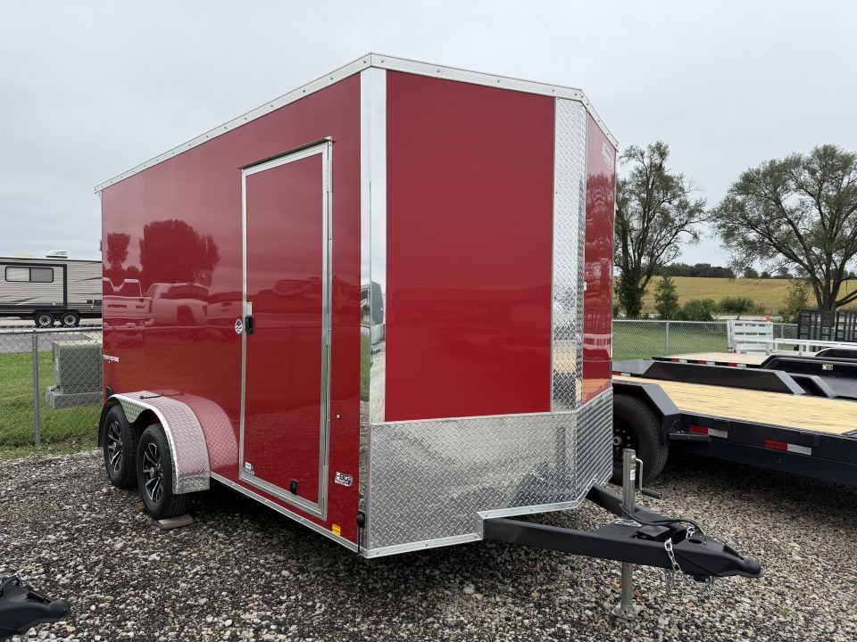 New 2026 Formula Traverse Red 7'x14' 7k Flat Top V-Nose Enclosed Cargo Trailer