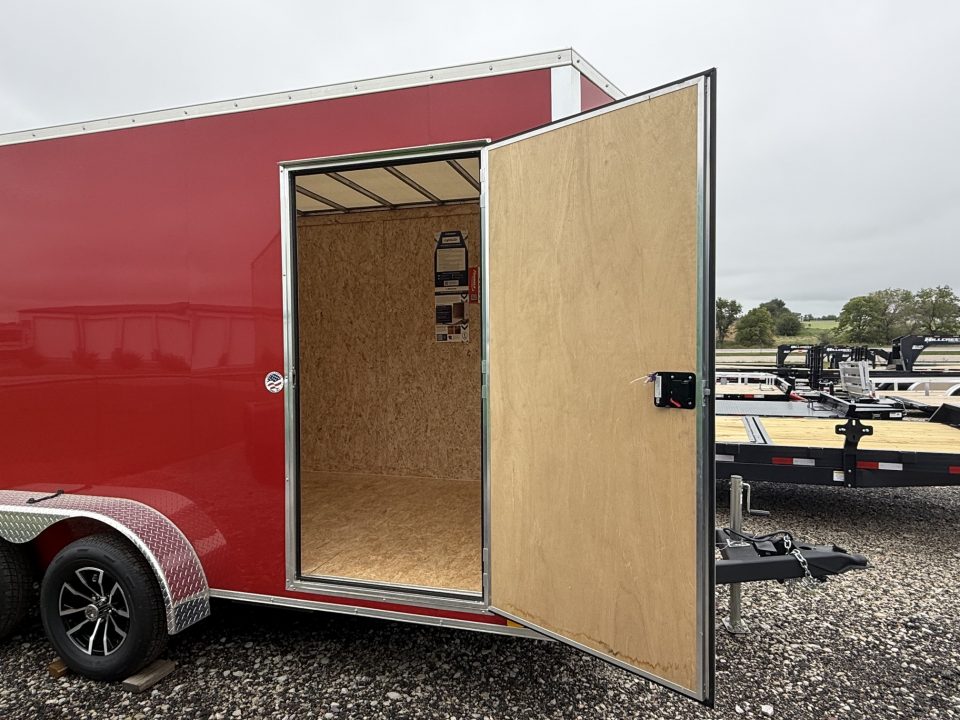 New 2026 Formula Traverse Red 7'x14' 7k Flat Top V-Nose Enclosed Cargo Trailer