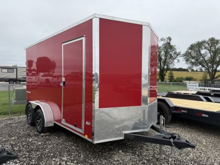 New 2026 Formula Traverse Red 7'x14' 7k Flat Top V-Nose Enclosed Cargo Trailer