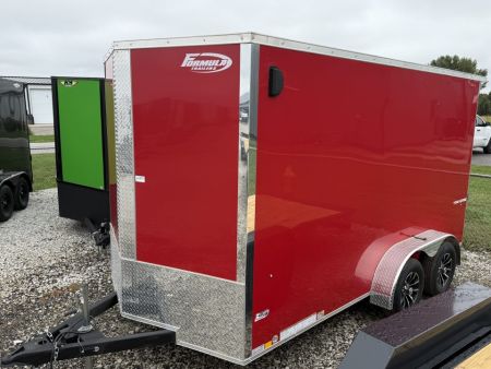 New 2026 Formula Traverse Red 7'x14' 7k Flat Top V-Nose Enclosed Cargo Trailer