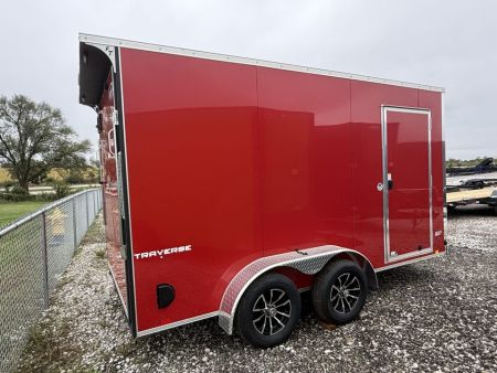 New 2026 Formula Traverse Red 7'x14' 7k Flat Top V-Nose Enclosed Cargo Trailer