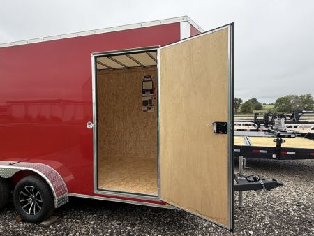 New 2026 Formula Traverse Red 7'x14' 7k Flat Top V-Nose Enclosed Cargo Trailer